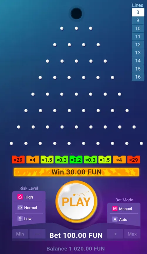 R&egrave;gles et m&eacute;canique du jeu Plinko